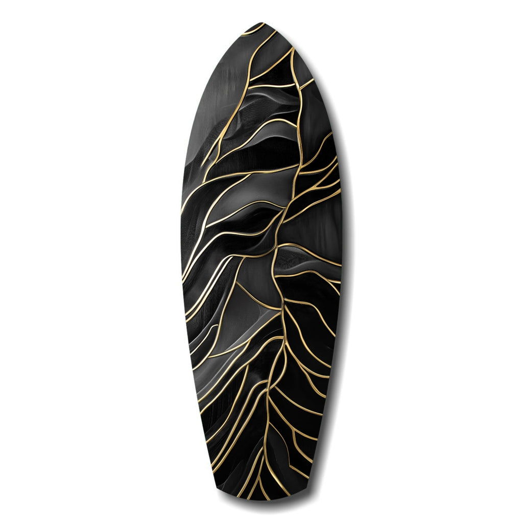 Golden Waves Glass Wall Art
