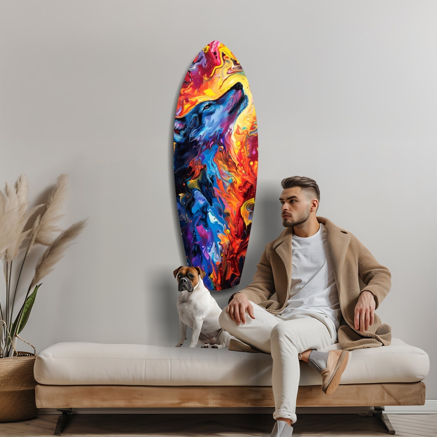 Alone Wolf V4 Glass Wall Art