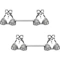 Clear Gem Summer Swimsuit Nipple Barbell Ring Set