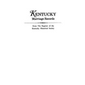 Kentucky Marriage Records, from the Register of the Kentucky Historical Society - Paperback