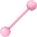 14G 5/8 Light Pink Acrylic Over Steel Barbell Tongue Ring