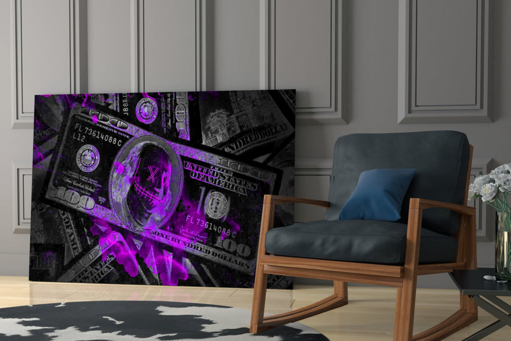 Dollars Glass Wall Art