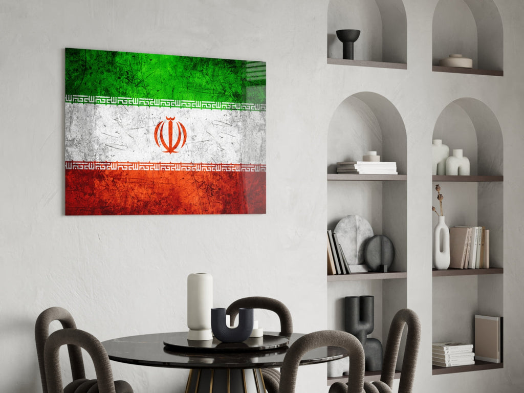 Flag of Iran Glass Wall Art