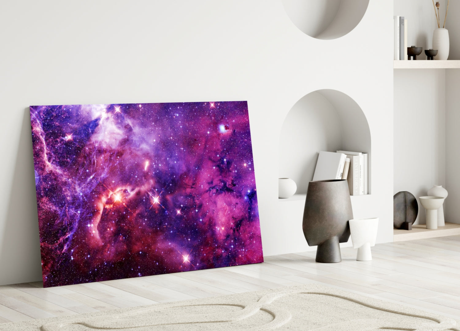 Space Purple Glass Wall Art