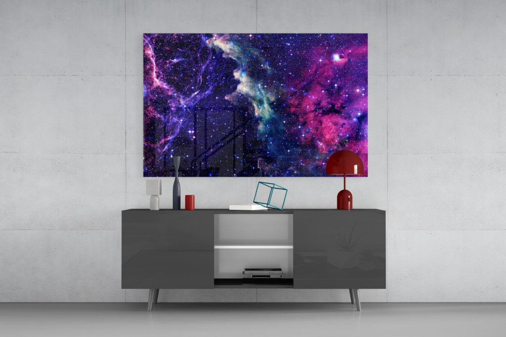 Space Purple Glass Wall Art